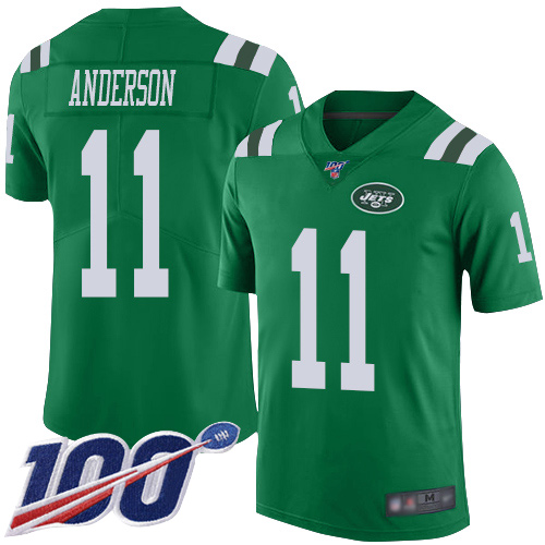 New York Jets Limited Green Youth Robby Anderson Jersey NFL Football #11 100th Season Rush Vapor Untouchable->youth nfl jersey->Youth Jersey